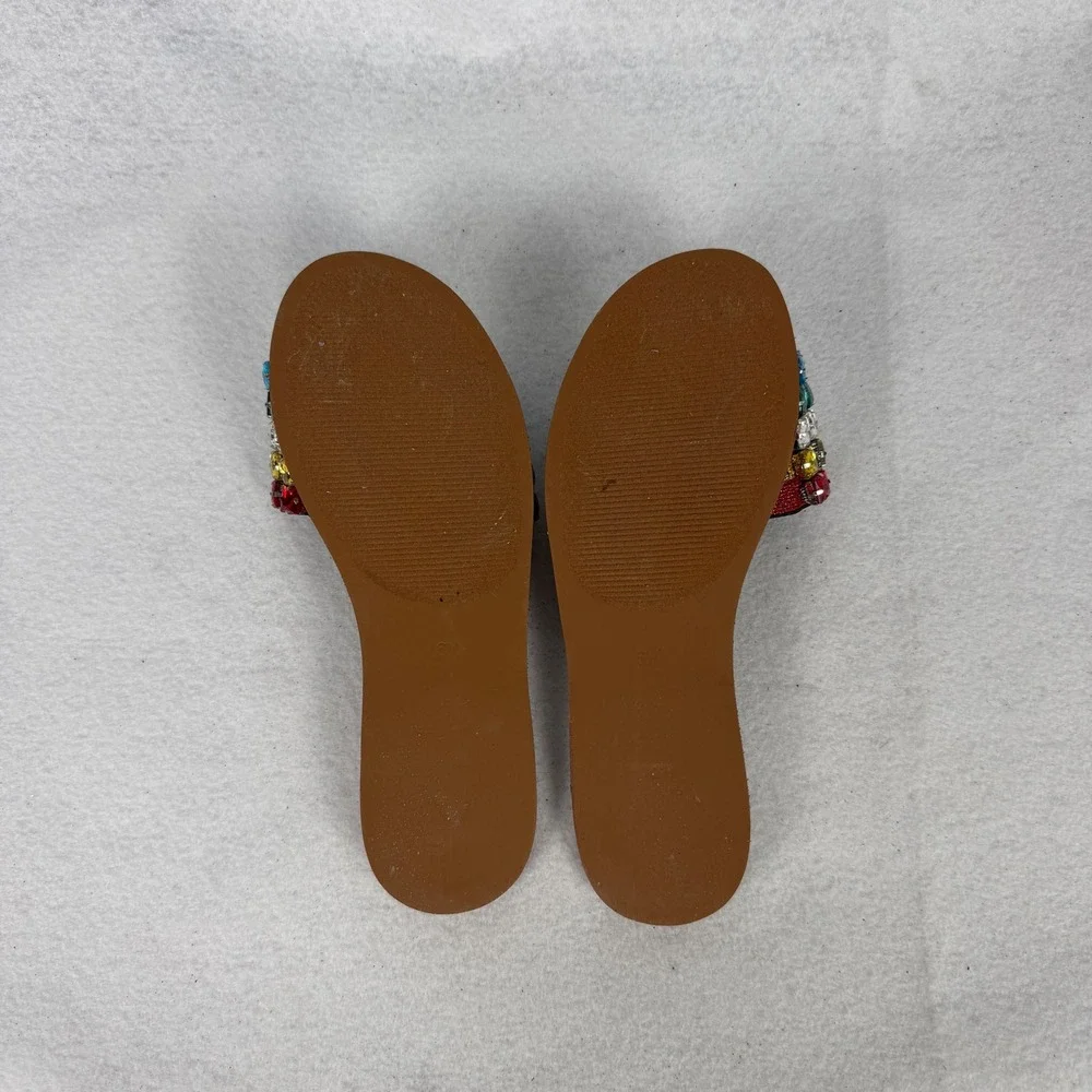 Steve Madden Serenade Slide Sandals Womens 6M‎ Rainbow Rhinestone Multi Color